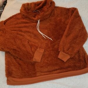 Moral fiber cowl neck teddy  pullover 2x